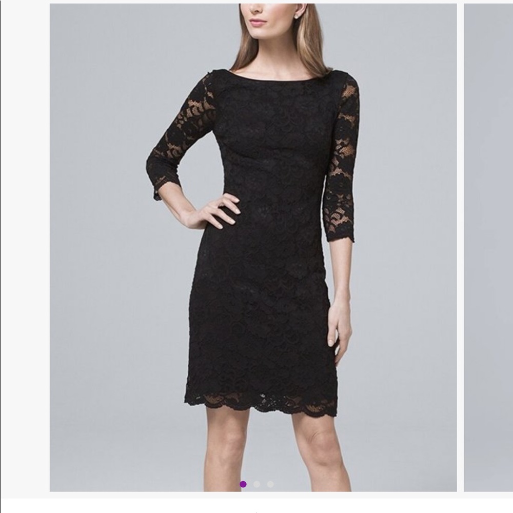 Lace shift dress, 3/4 sleeve